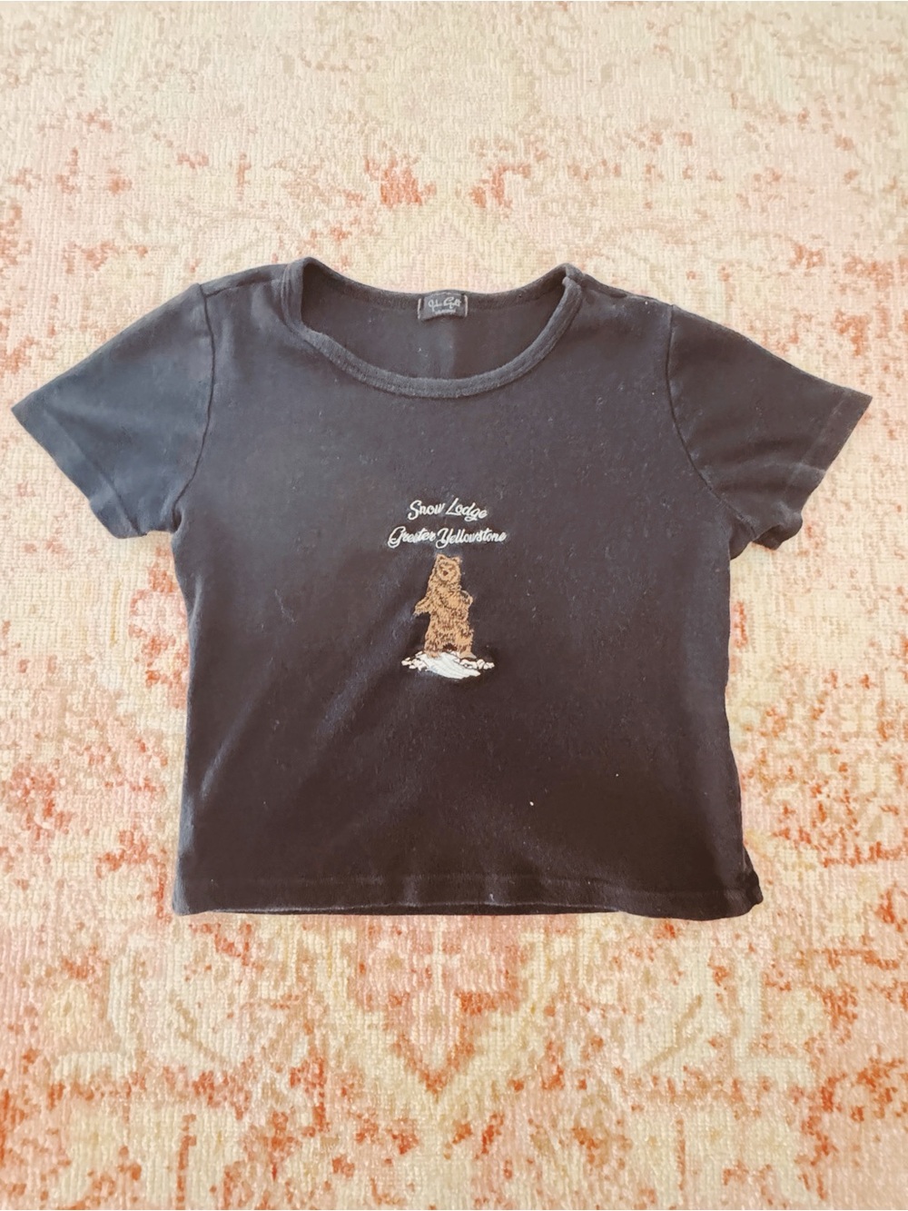 Brandy Melville, Woman’s Yellowstone Snow Lodge Graphic Tee Navy
